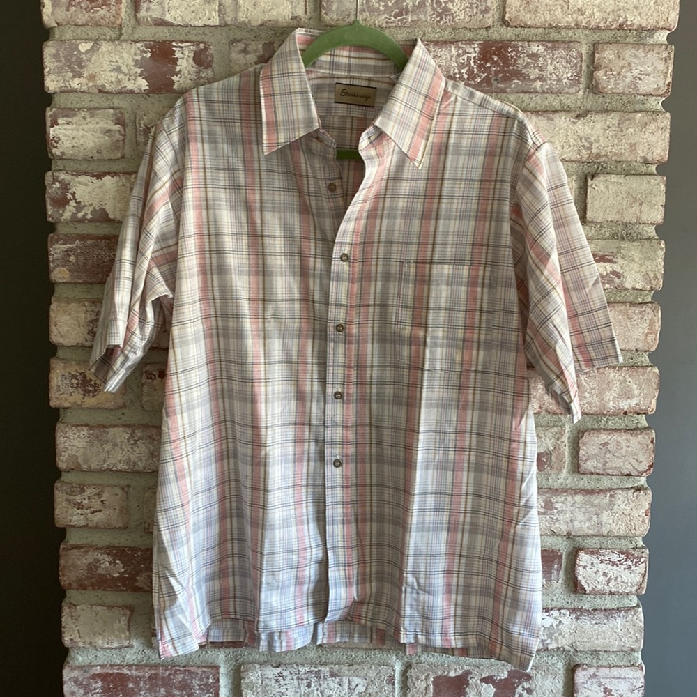Stockbridge Mens Vintage Plaid Short Sleeve Button Down Shirt